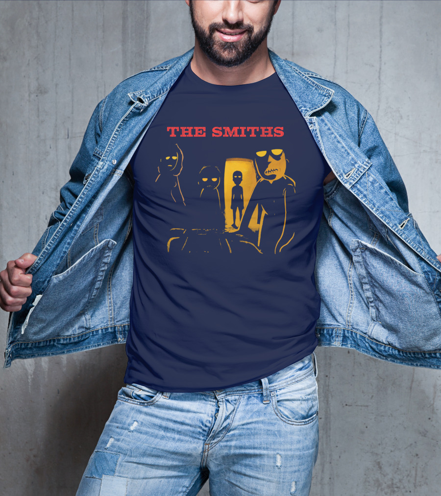 THE SMITHS Yellow Characters In Darkened Room With Doorway Light T-Shirt