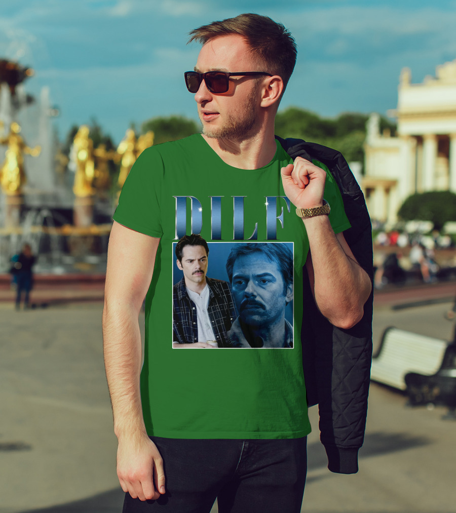 Charlie Swan DILF Mustache Double T-Shirt