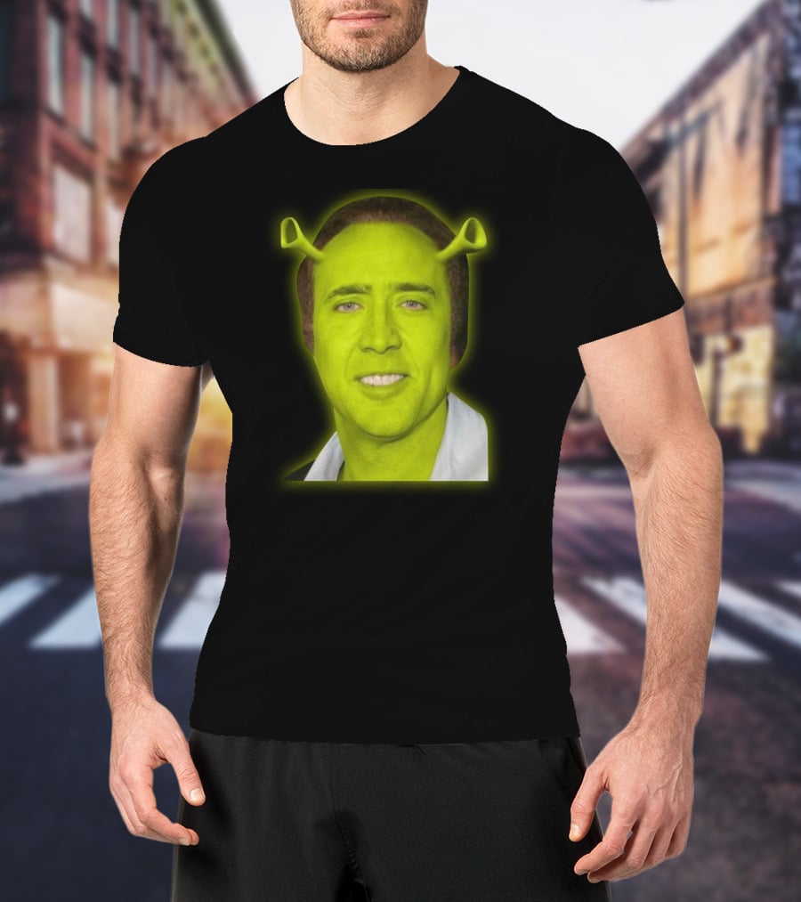 Shrekolas Cage Meme Mashup Face Fusion Character Elements T-Shirt