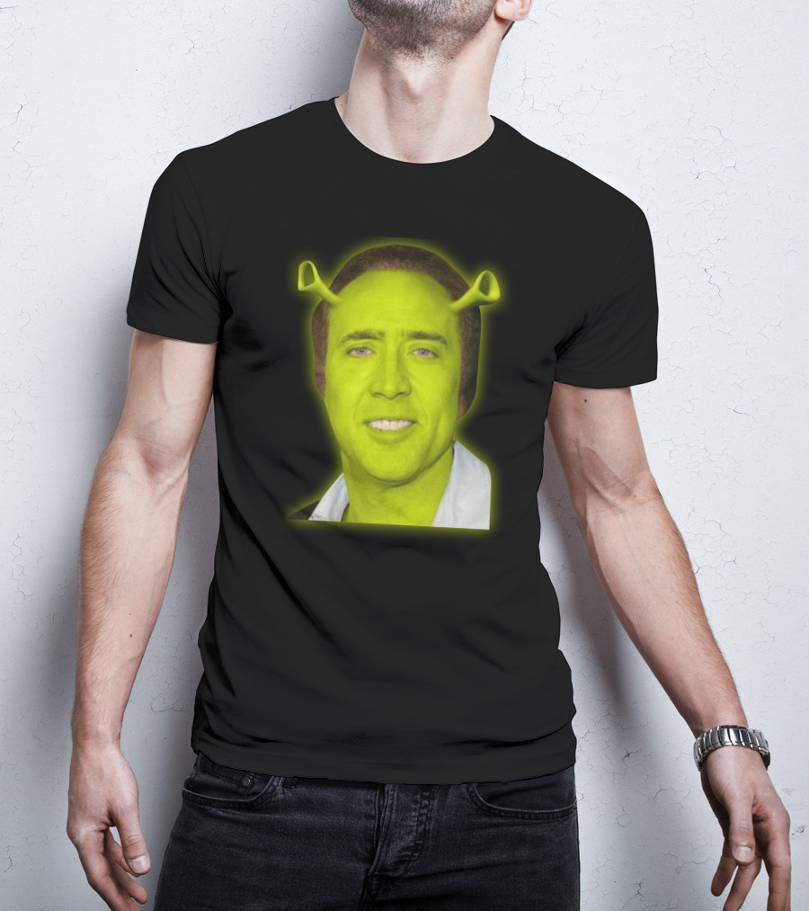 Shrekolas Cage Meme Mashup Face Fusion Character Elements T-Shirt