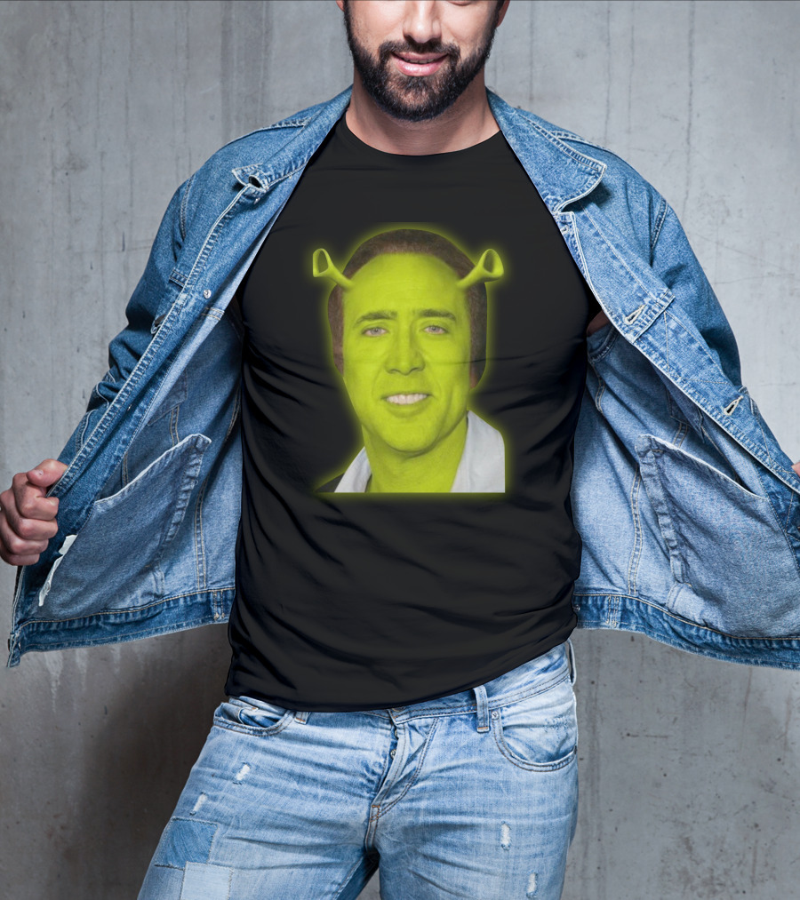 Shrekolas Cage Meme Mashup Face Fusion Character Elements T-Shirt