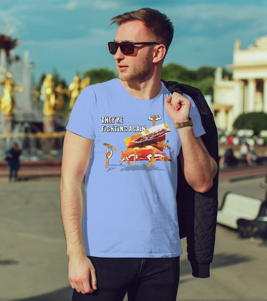 They're Fighting Again Pretzel Snack Showdown Fun T-Shirt