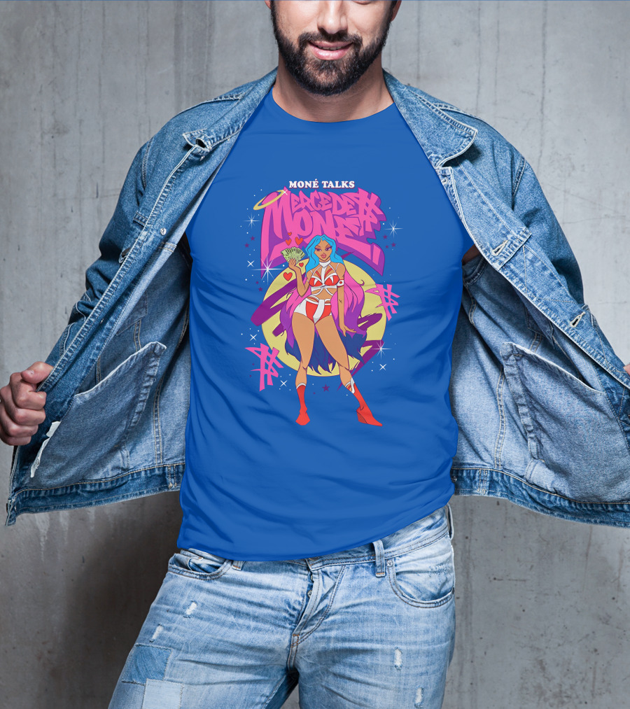 Moné Talks Vibrant Mercedes Moné Character With Angelic Halo And Cash Fan T-Shirt