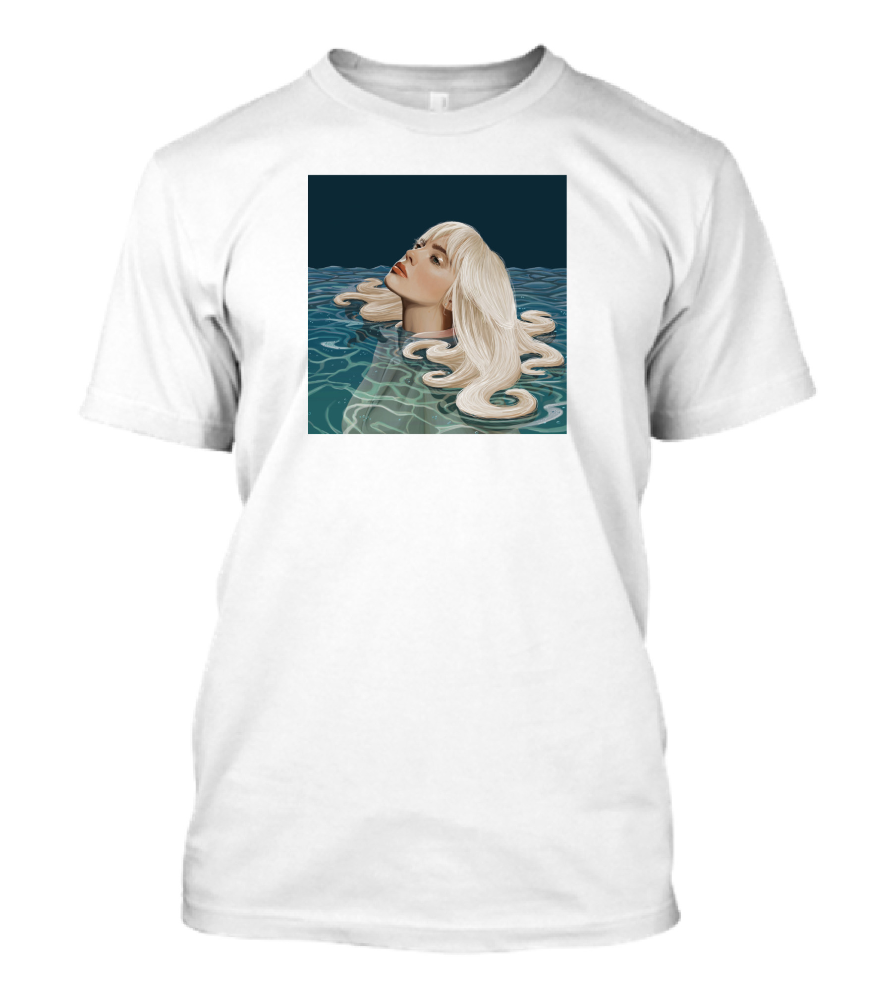 Resurface Feminine Profile Emerging From Water With Flowing Hair T-Shirt