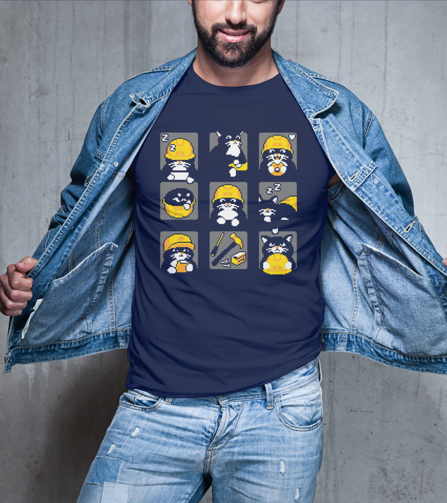 Rawpaw Ink Store Cats With Jobs Construction Workers Icons T-Shirt