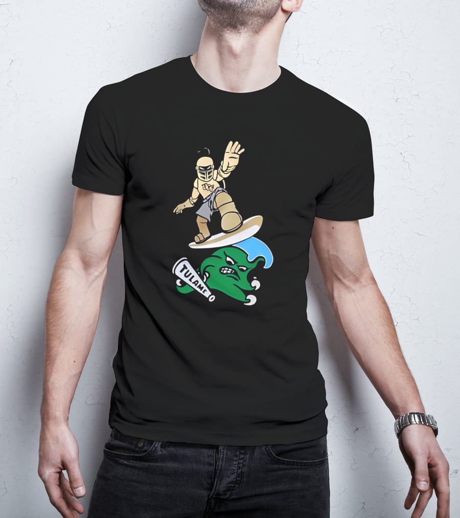 UCF Knight Surfing Tulane Green Wave Athletic Rivalry T-Shirt