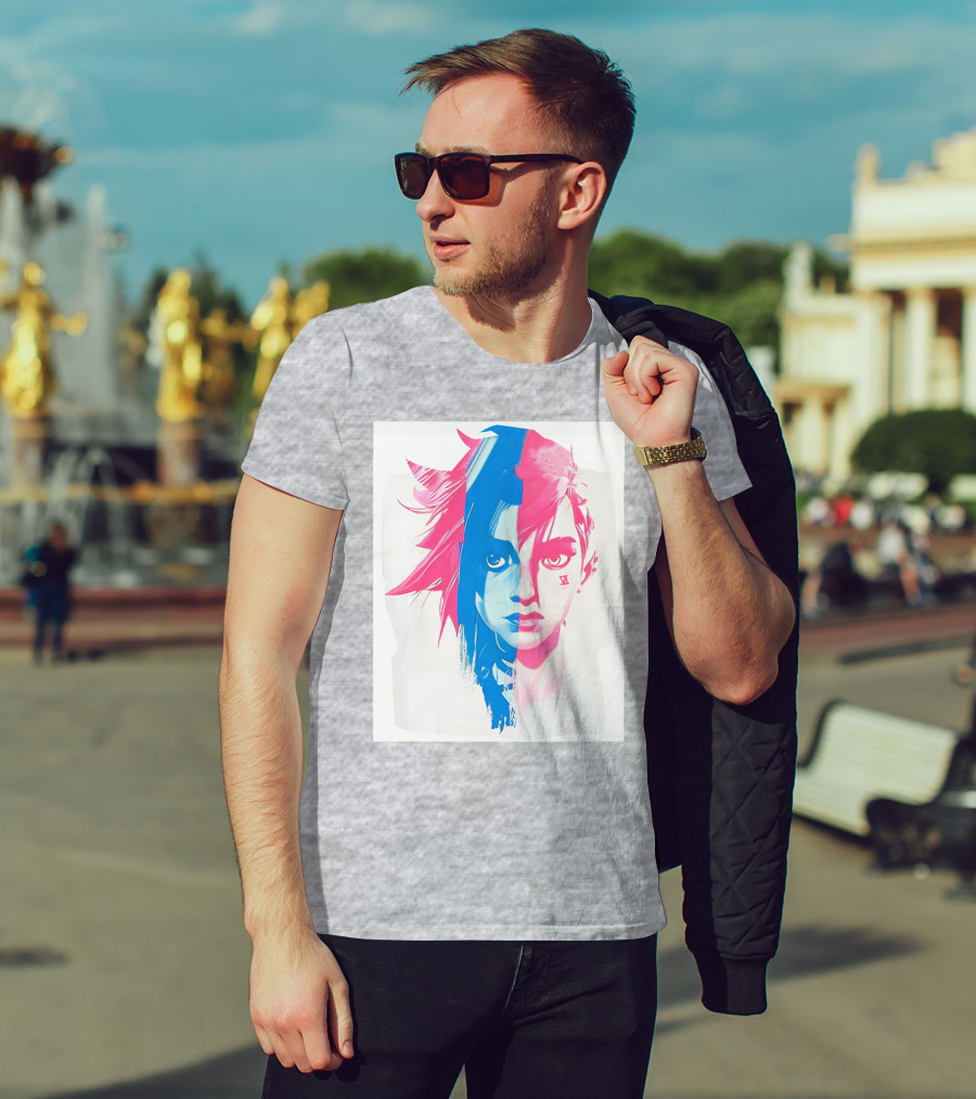 Arcaneshow Vi And Jinx Split Face T-Shirt