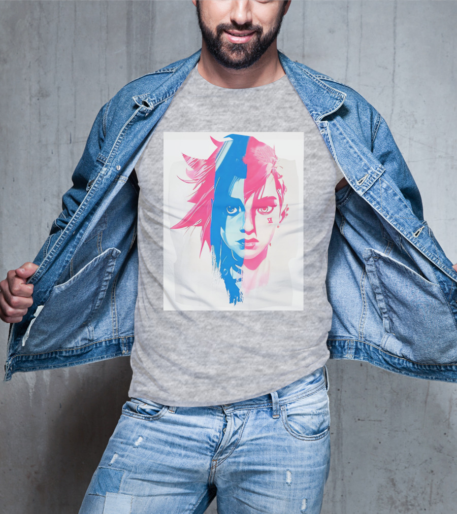Arcaneshow Vi And Jinx Split Face T-Shirt