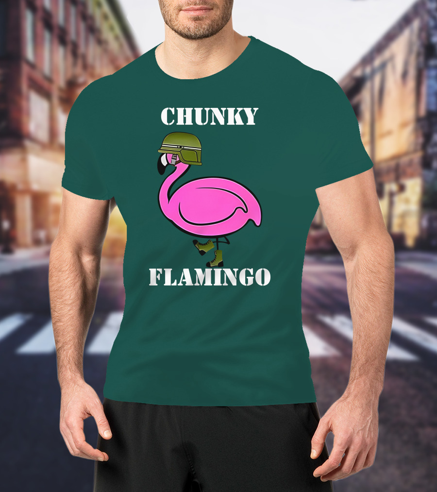 Chunky Flamingo Military Gymlifeanimal Boots Helmet T-Shirt