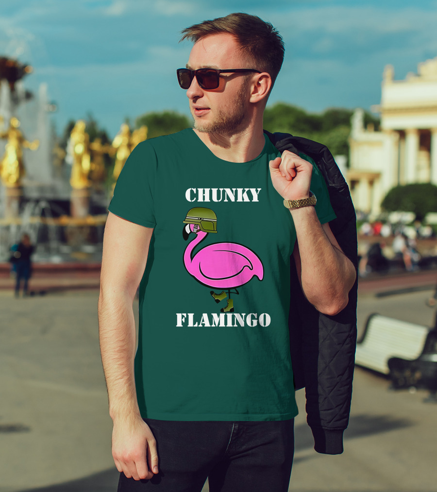 Chunky Flamingo Military Gymlifeanimal Boots Helmet T-Shirt