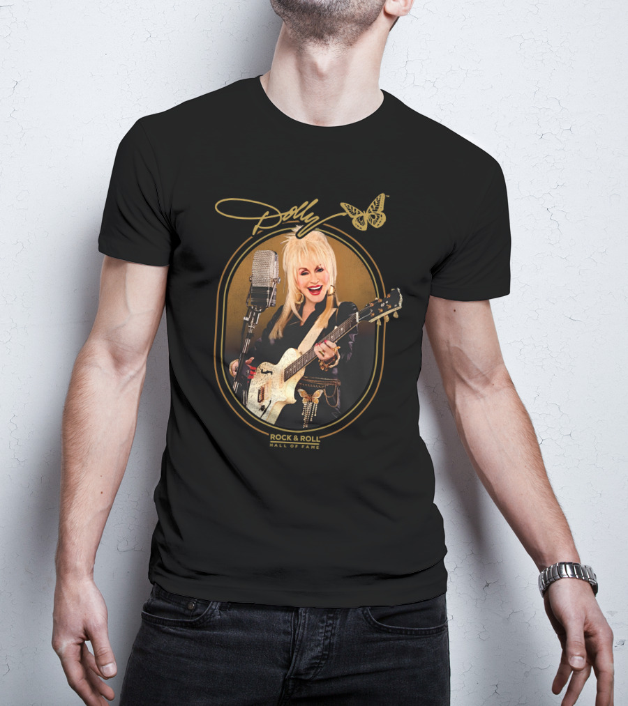 Dolly Parton Rock And Roll Hall Of Fame With Guitar And Microphone T-Shirt