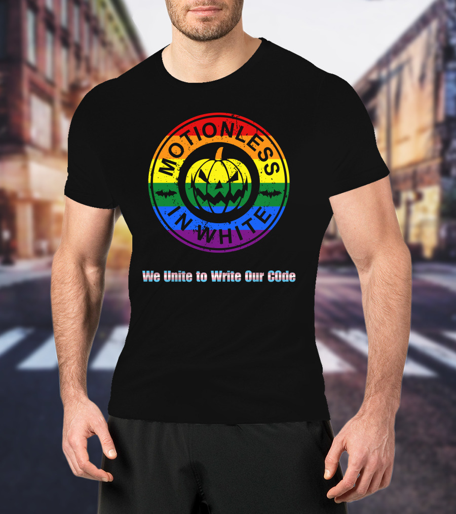 Pride Pumpkin Motionless In White Rainbow We Unite To Write Our Code T-Shirt