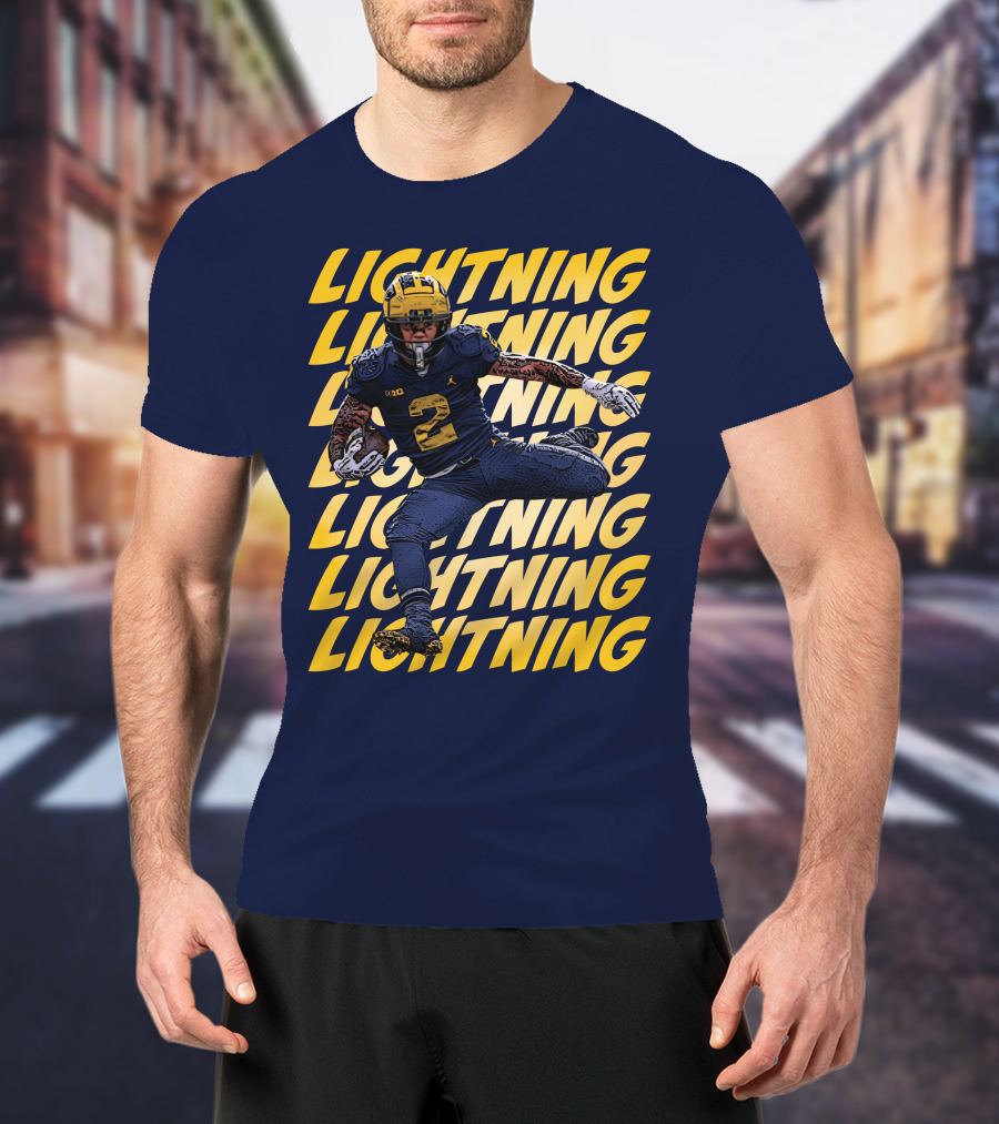 Lightning University Of Michigan Football Blake Corum Valiant Mden Merch T-Shirt