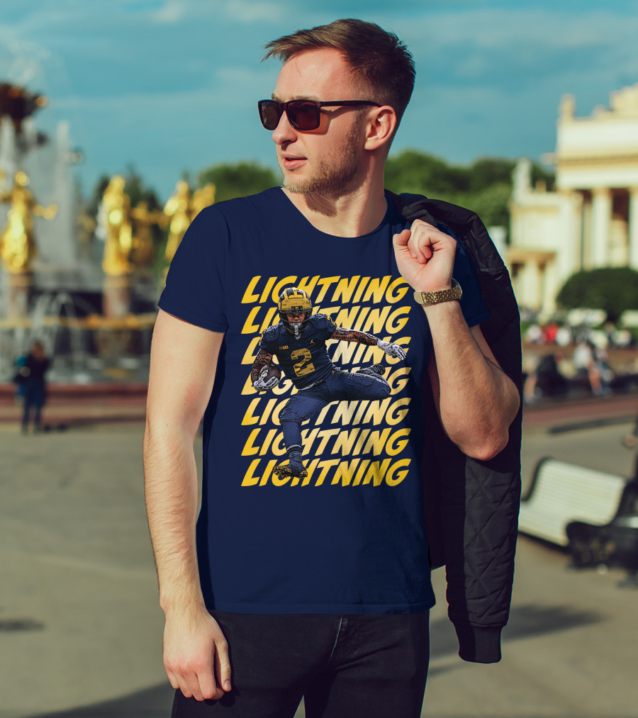 Lightning University Of Michigan Football Blake Corum Valiant Mden Merch T-Shirt