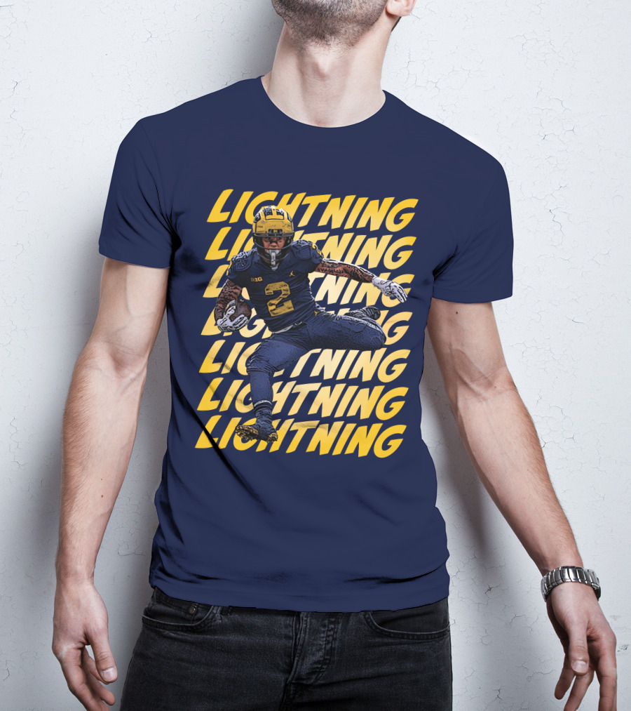 Lightning University Of Michigan Football Blake Corum Valiant Mden Merch T-Shirt