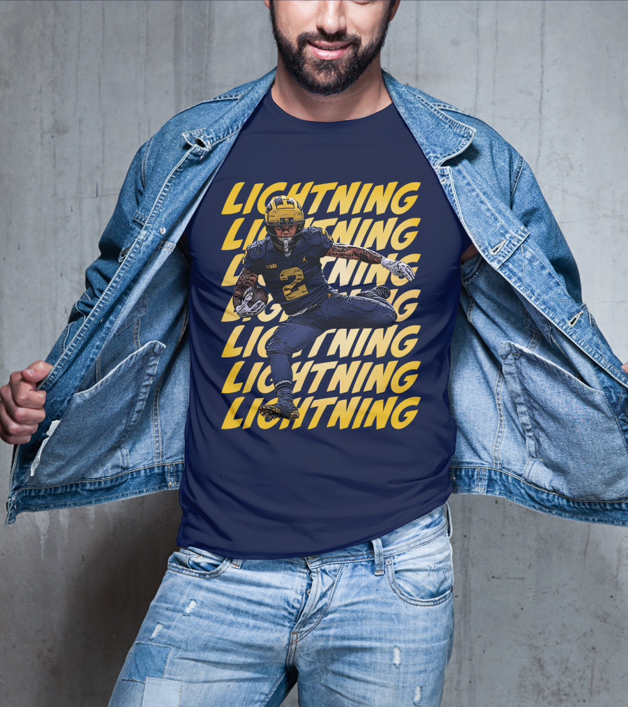 Lightning University Of Michigan Football Blake Corum Valiant Mden Merch T-Shirt
