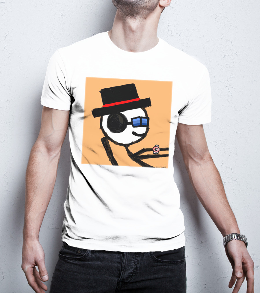 Sartoshi Mfers Stick Figure With Hat Blue Glasses Red Watch T-Shirt