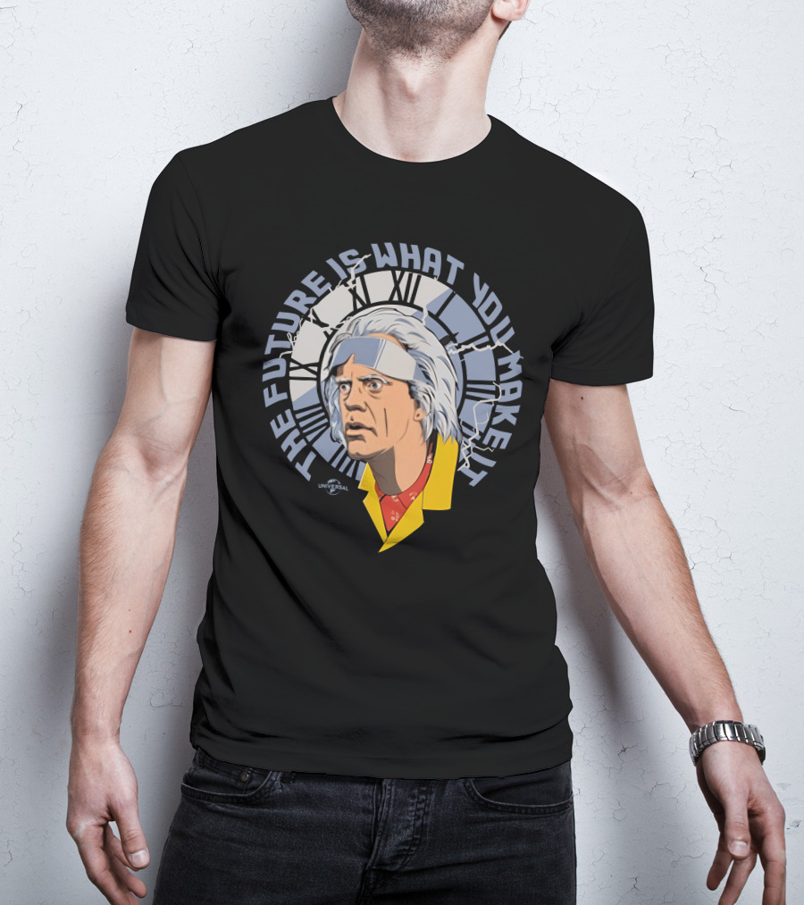 Universal Back To The Future The Future Is What You Make It Doc Brown Clock Face T-Shirt