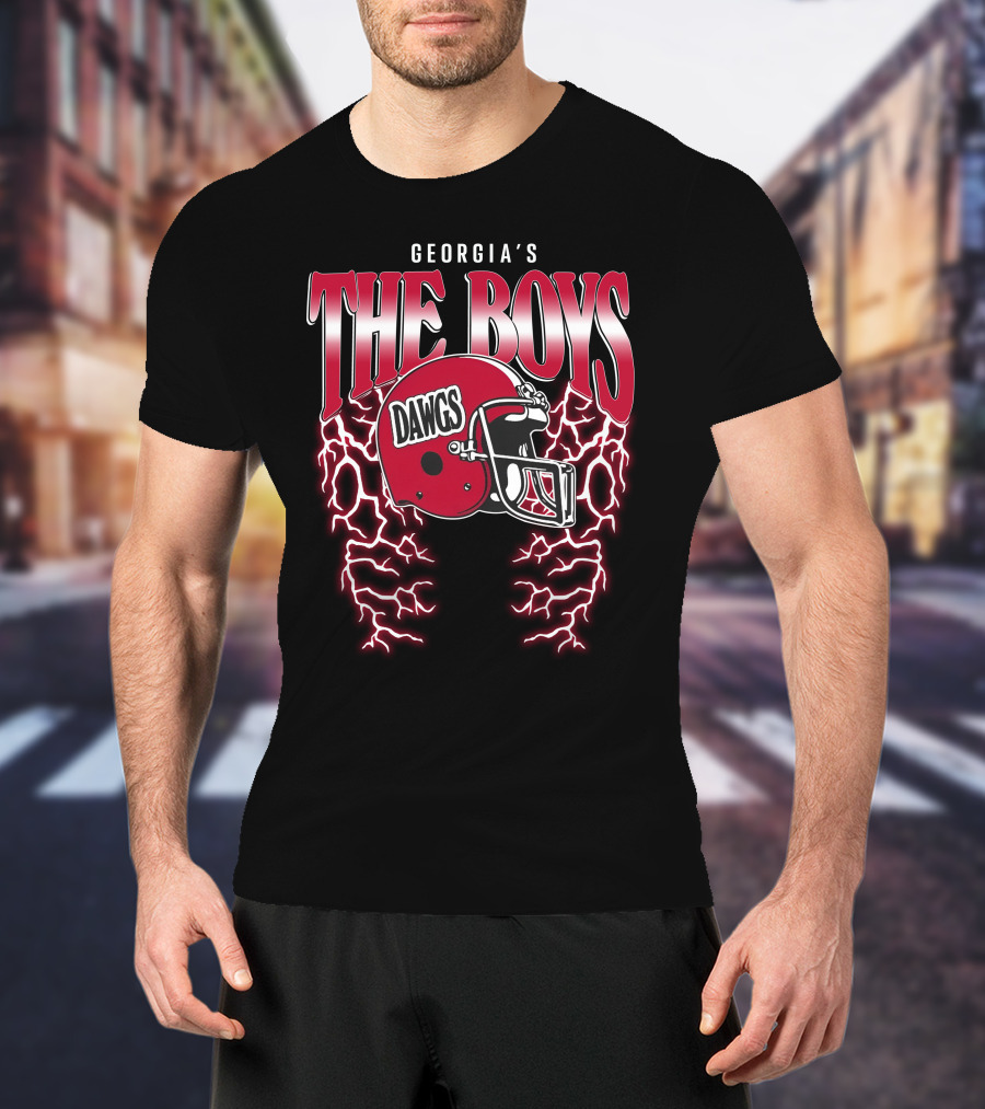 Georgia's The Boys Dawgs Helmet Lightning T-Shirt