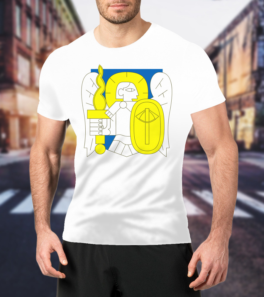 Saintjavelin Merch Kyiv Archangel Torch Shield Emblem T-Shirt