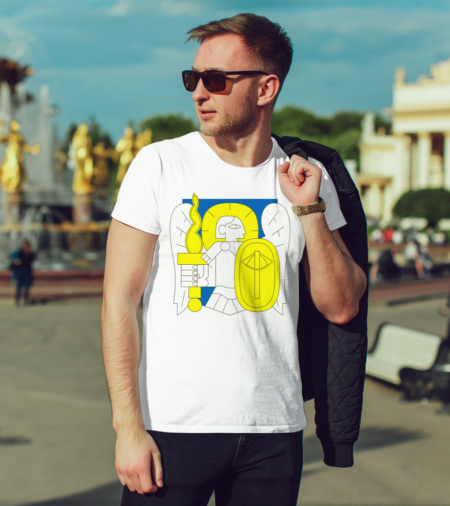 Saintjavelin Merch Kyiv Archangel Torch Shield Emblem T-Shirt