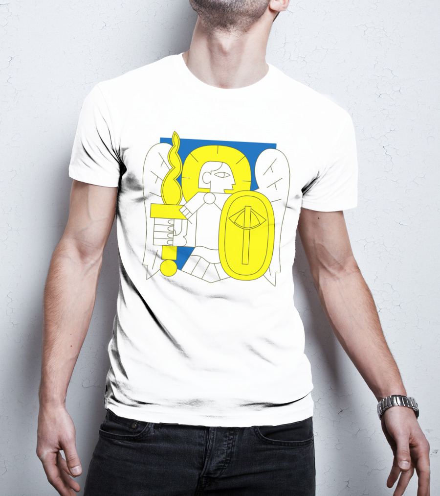 Saintjavelin Merch Kyiv Archangel Torch Shield Emblem T-Shirt