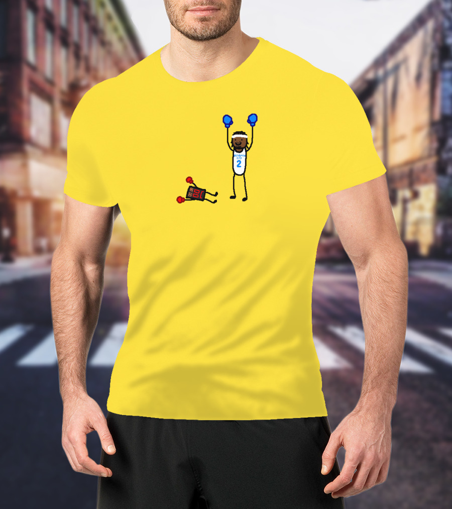 Nba Paint Sga Beat The Buzzer Stick Figures Boxing Yellow T-Shirt