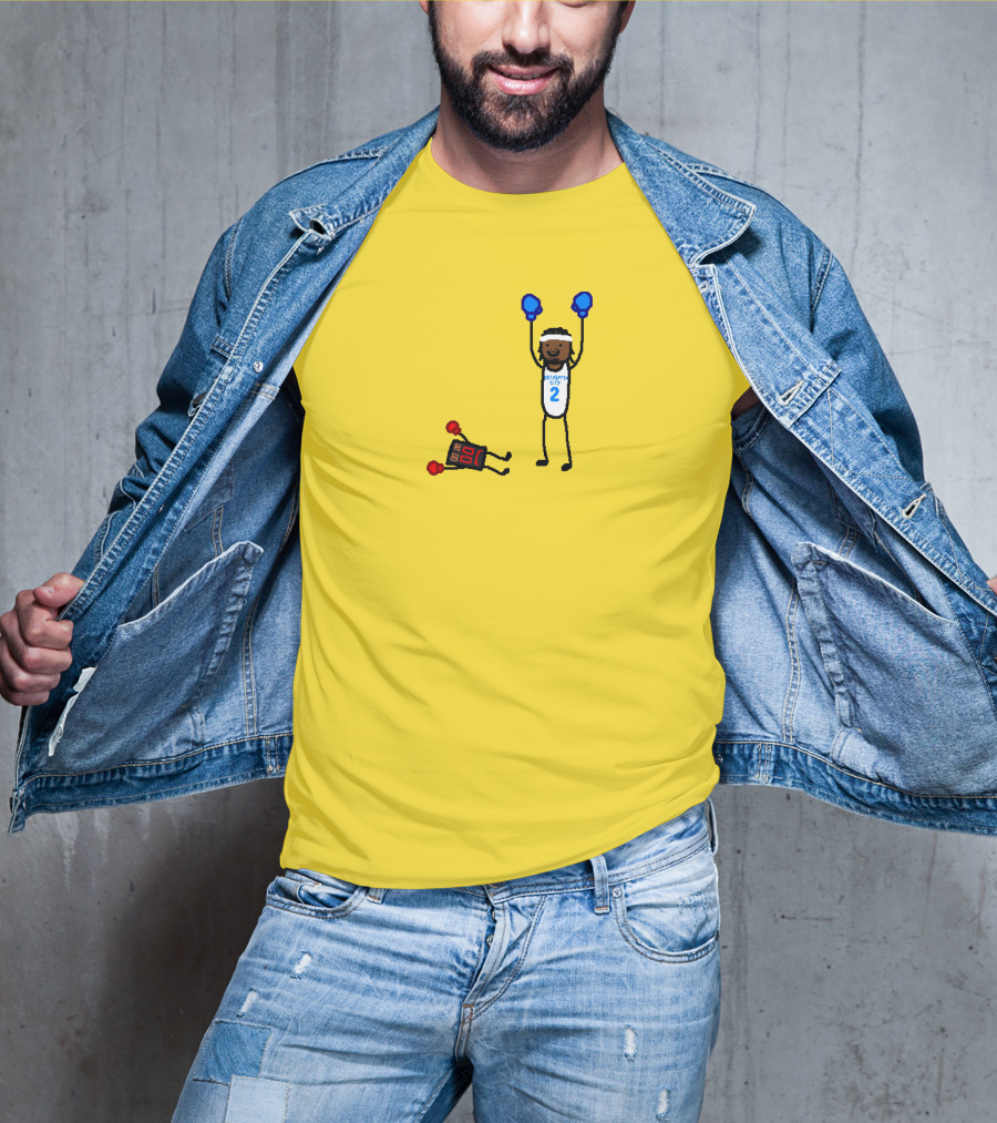 Nba Paint Sga Beat The Buzzer Stick Figures Boxing Yellow T-Shirt