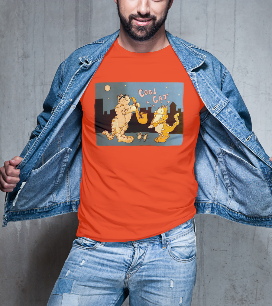 Harry Wearing Cool Cat Playing Saxophone In City Night Sky T-Shirt