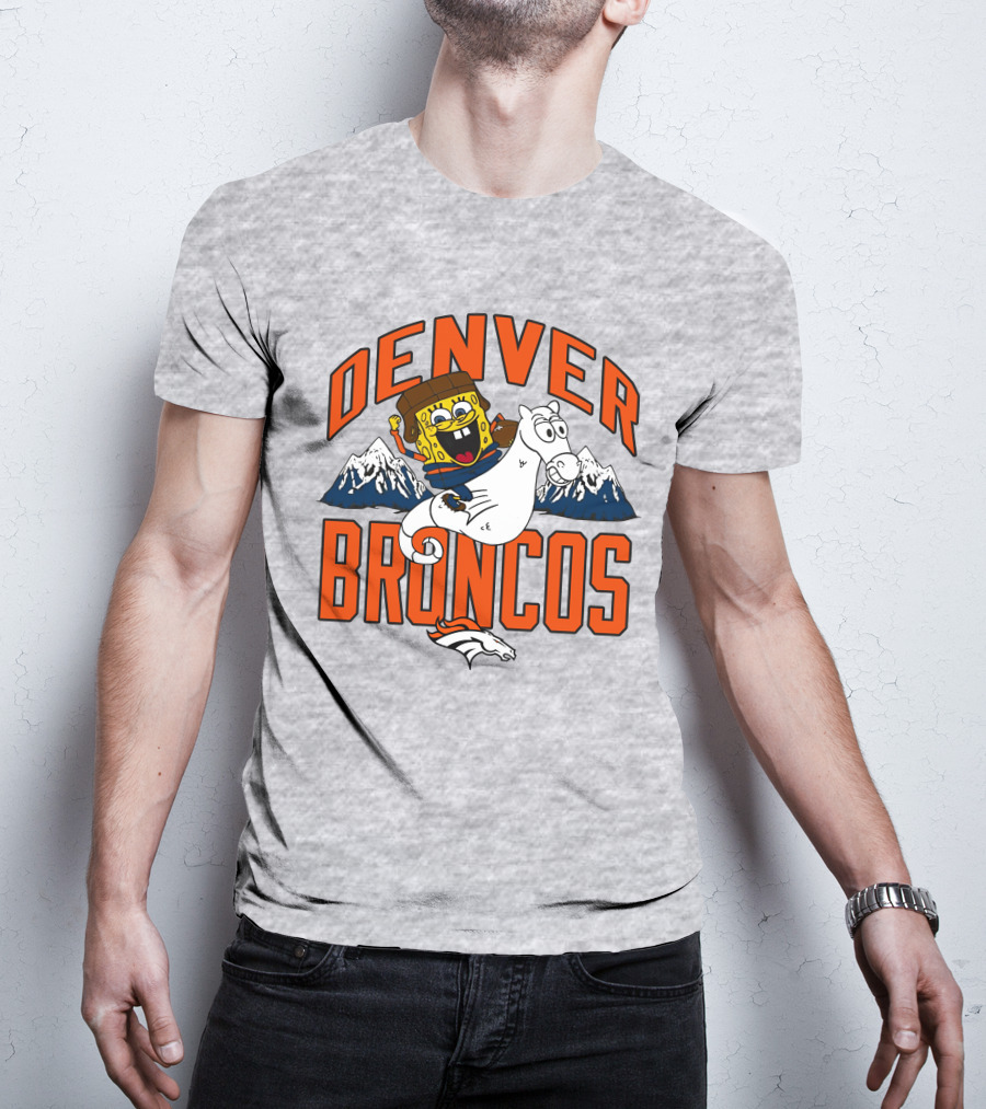 Denver Broncos Homage X Spongebob Men's Fanatics Gray Pro Shop T-Shirt