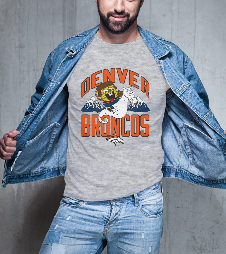 Denver Broncos Homage X Spongebob Men's Fanatics Gray Pro Shop T-Shirt