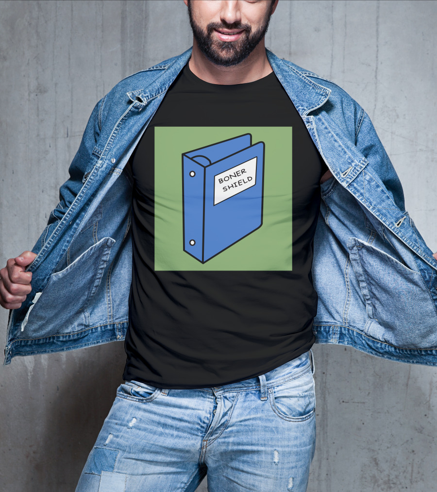 BONER SHIELD Blue Binder T-Shirt