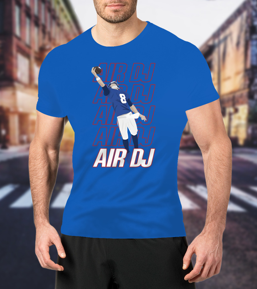 Justin Penik Jomboymedia Air DJ Football Player Number Eight Blue T-Shirt