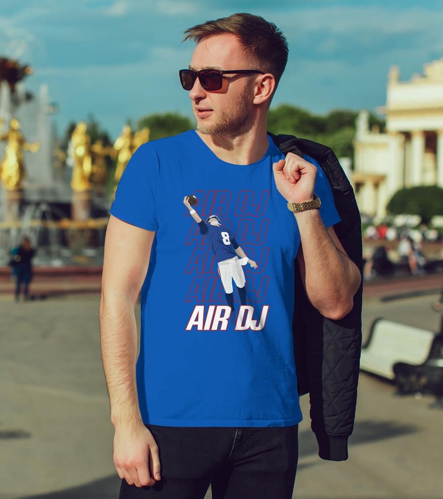 Justin Penik Jomboymedia Air DJ Football Player Number Eight Blue T-Shirt