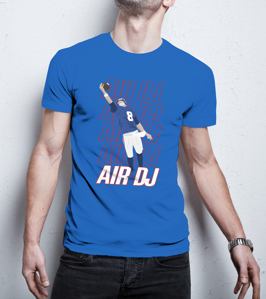 Justin Penik Jomboymedia Air DJ Football Player Number Eight Blue T-Shirt