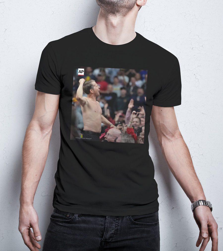 Eric Musselman Celebrates Shirtless Amid Cheering Crowd T-Shirt