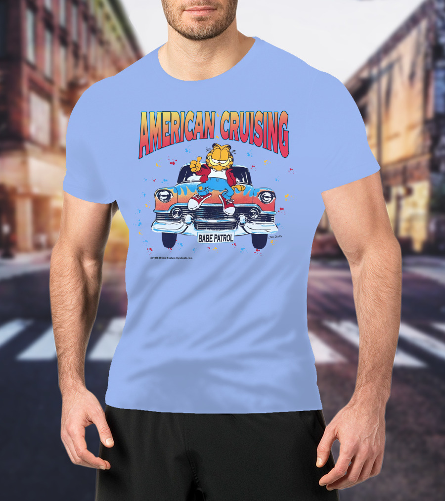 Garfield American Cruising Babe Patrol Vintage Car Vibe T-Shirt