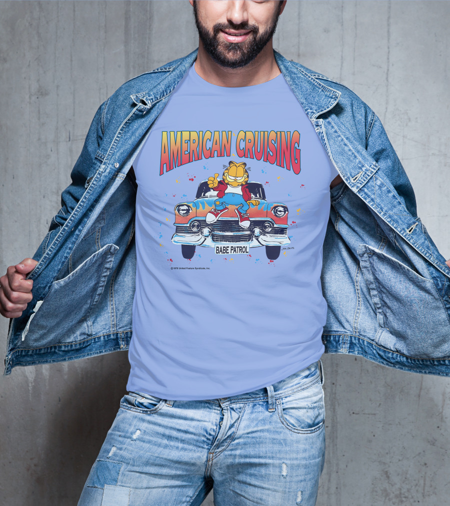 Garfield American Cruising Babe Patrol Vintage Car Vibe T-Shirt