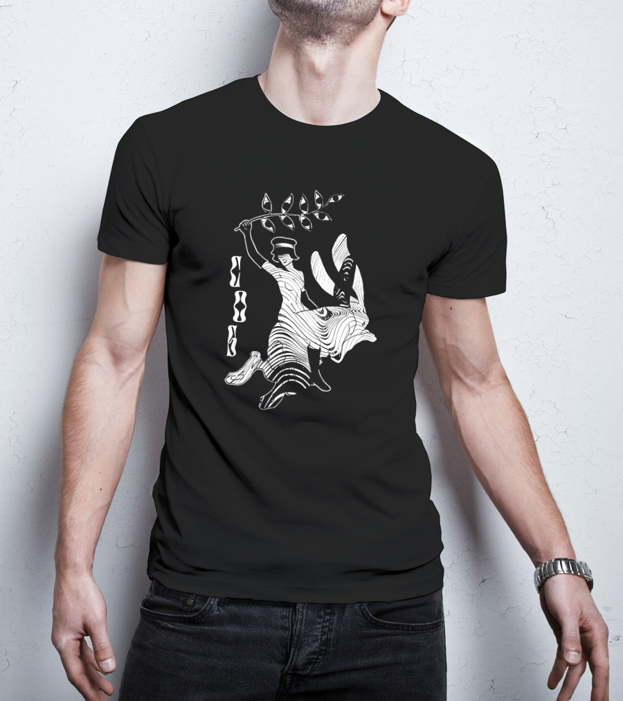 Cossylvan Cos Rider Bigcartel Merch Woman On Rabbit With Branch T-Shirt