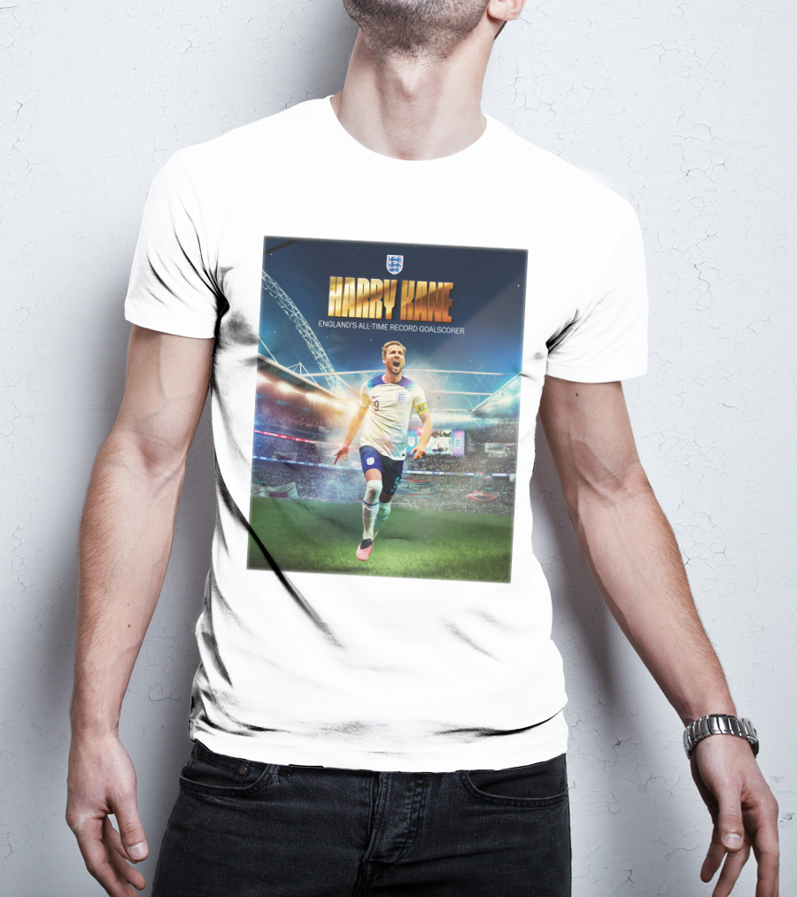 Harry Kane England's All-Time Record Goalscorer Wembley Stadium Celebration Footballer T-Shirt