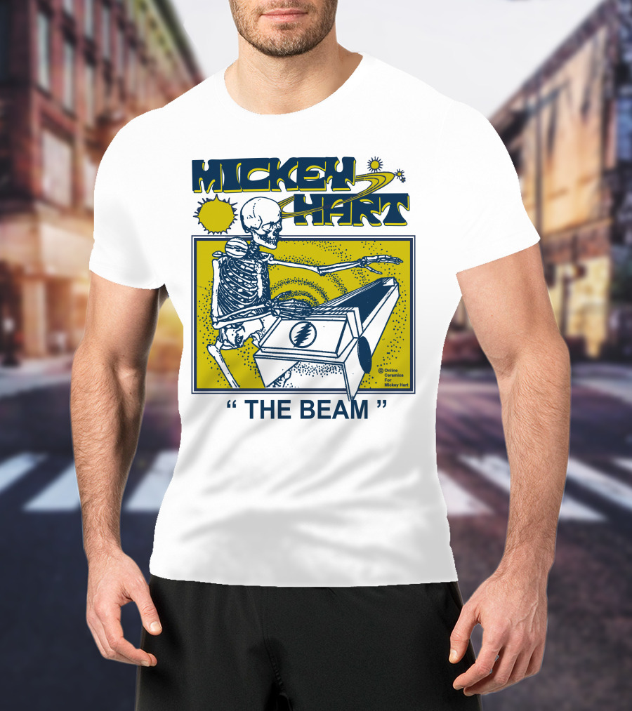 Mickey Hart The Beam Skeleton Playing Cosmic Instrument Online Ceramics T-Shirt