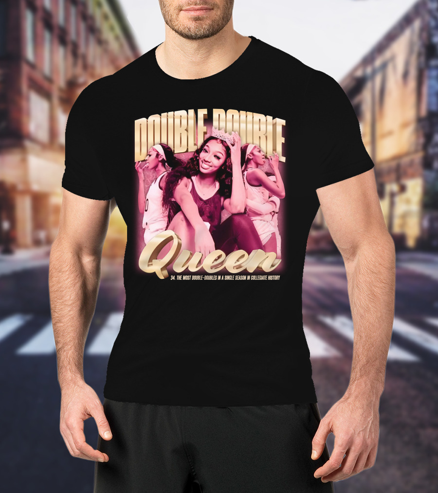 Angel Reese Double-Double Queen 34 Most Double-Doubles In A Single Season In Collegiate History T-Shirt