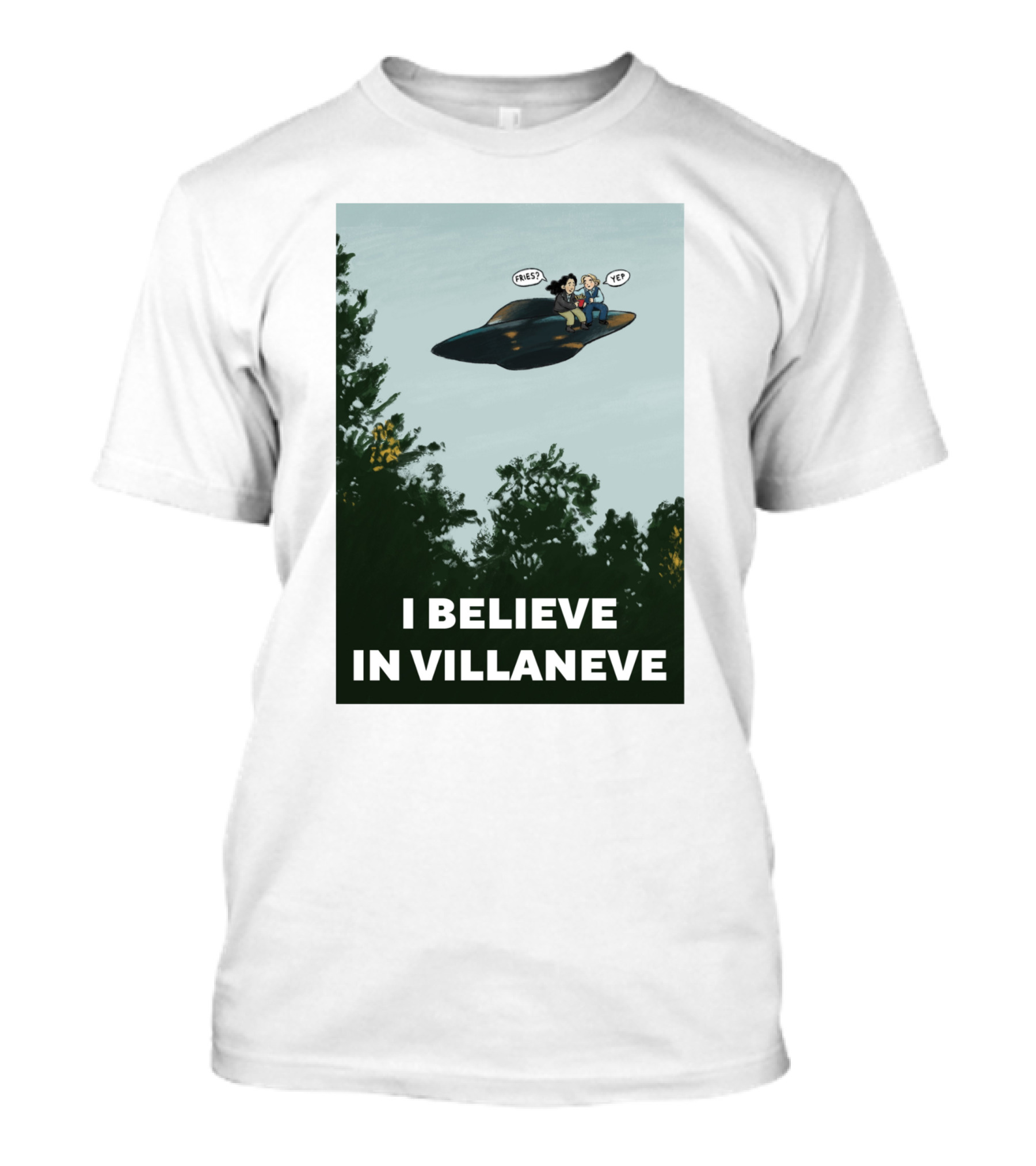 I Believe In Villaneve Trees UFO Scully Mulder Speech Bubbles T-Shirt