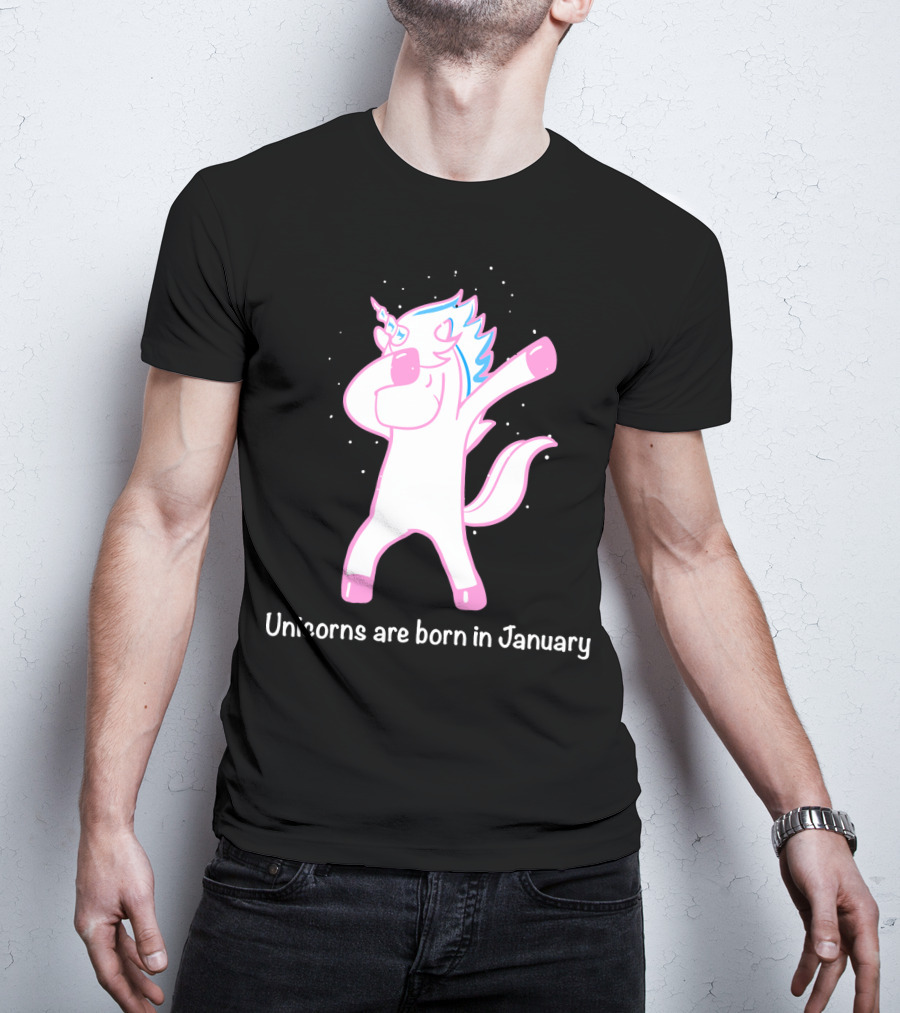Dabbing Unicorn Celebrating Birthdays In January T-Shirt