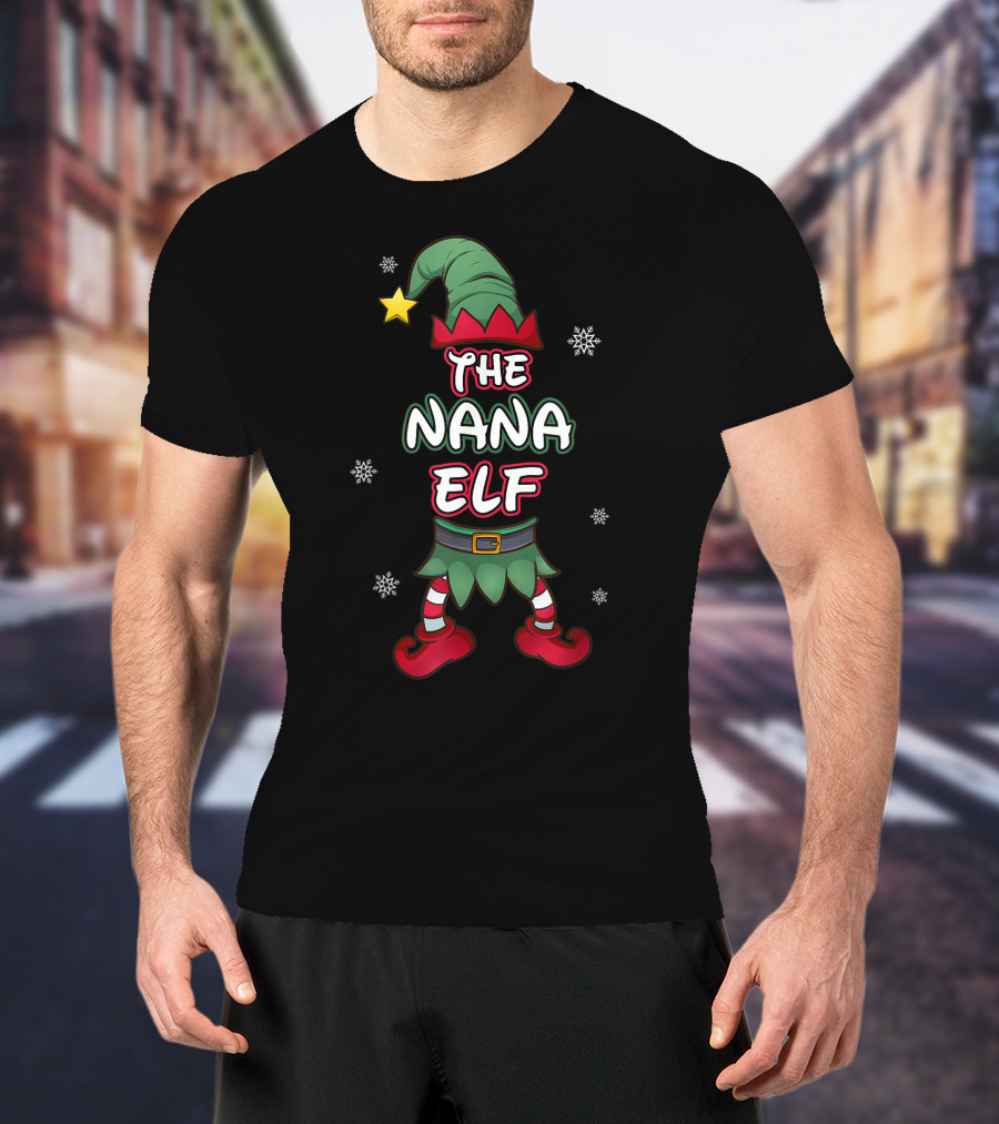 The Nana Elf Christmas Pajamas Pjs Matching Family Group Holiday T-Shirt