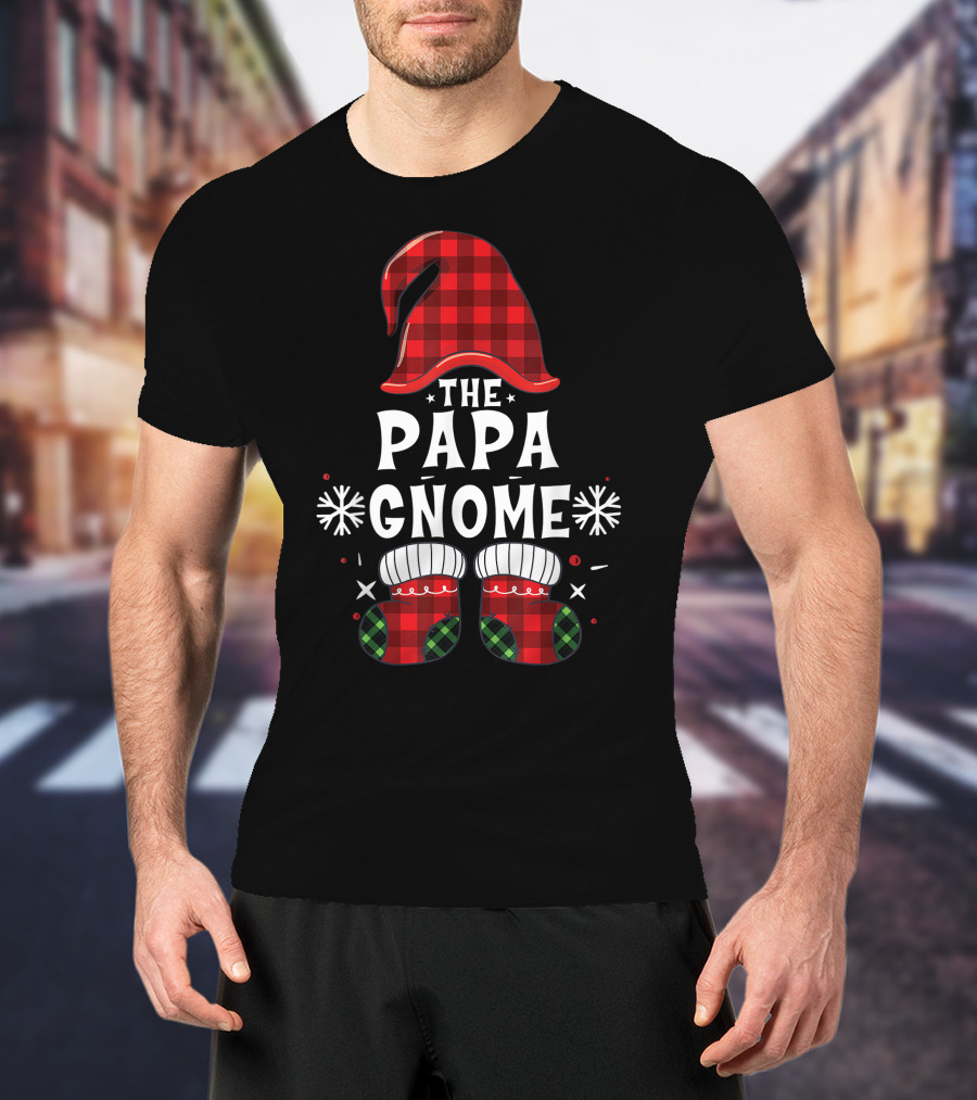 Papa Gnome Buffalo Plaid Christmas Family Matching T-Shirt