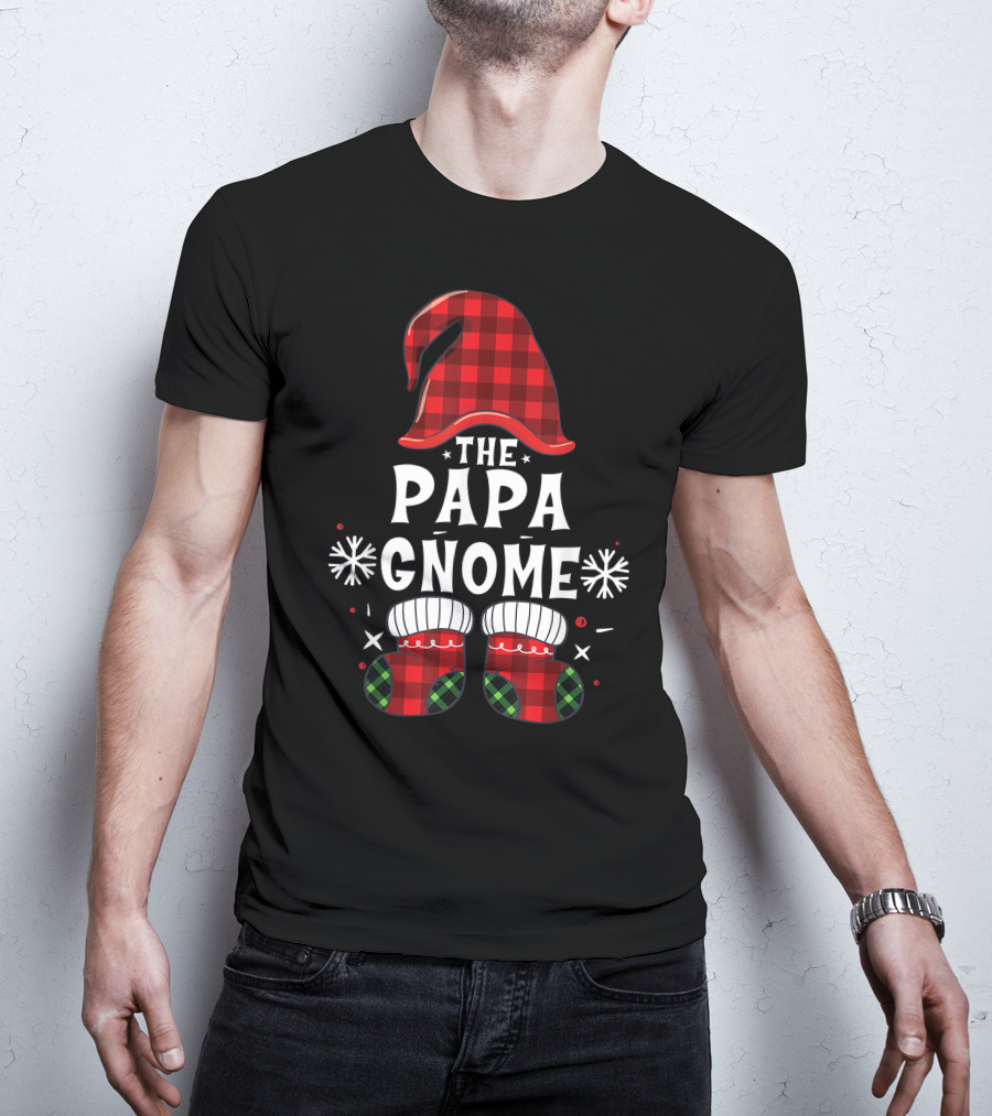 Papa Gnome Buffalo Plaid Christmas Family Matching T-Shirt