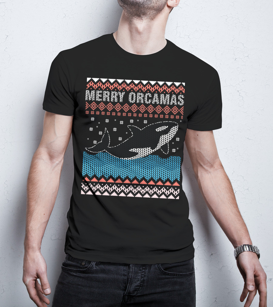 Merry Orcamas Ugly Christmas Orca Killer Whale T-Shirt