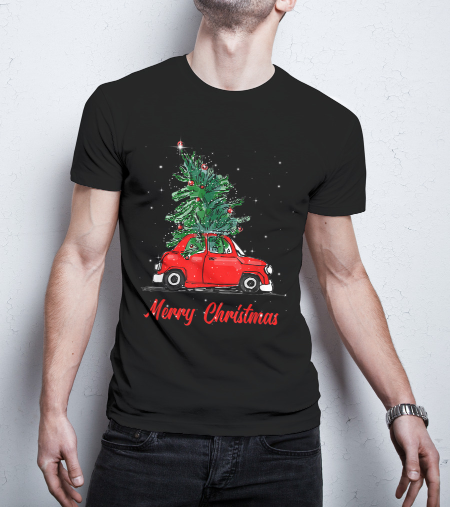 Merry Christmas Red Truck With Christmas Tree Pajama Gifts T-Shirt