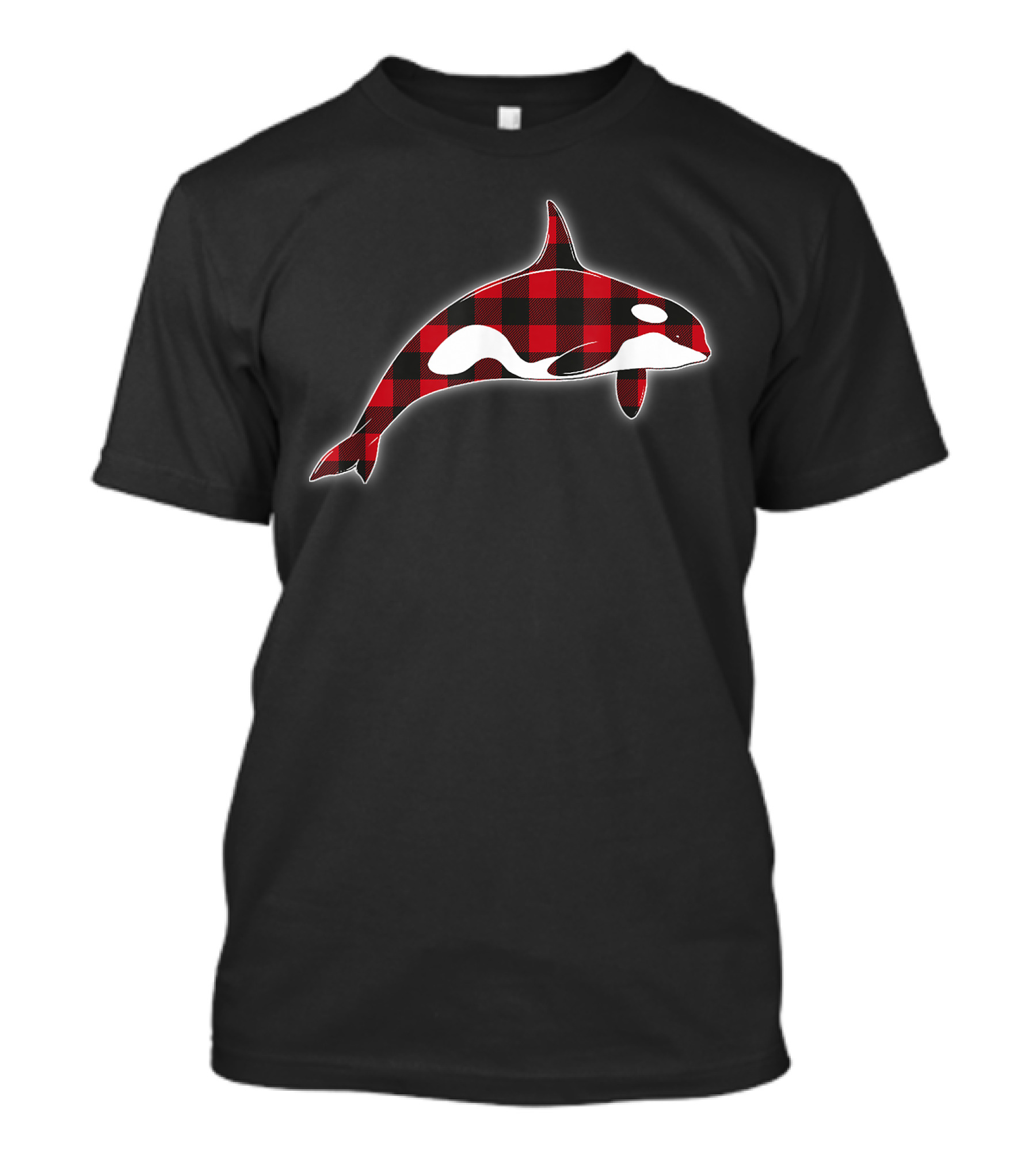 Red Plaid Orca Whales Lover Holiday Matching Family Christmas T-Shirt